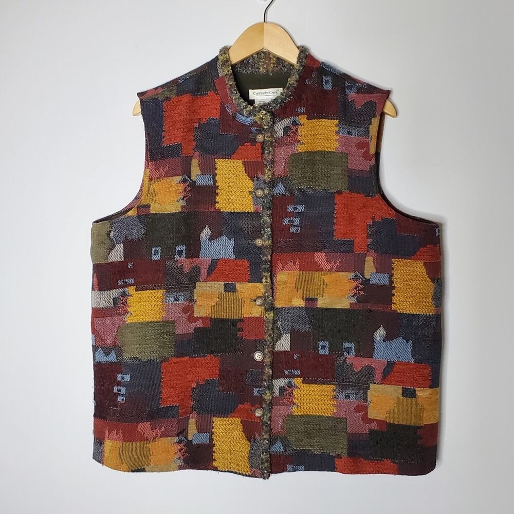 Cold water creek satin lined patchwork casual vest XXL Great Condition